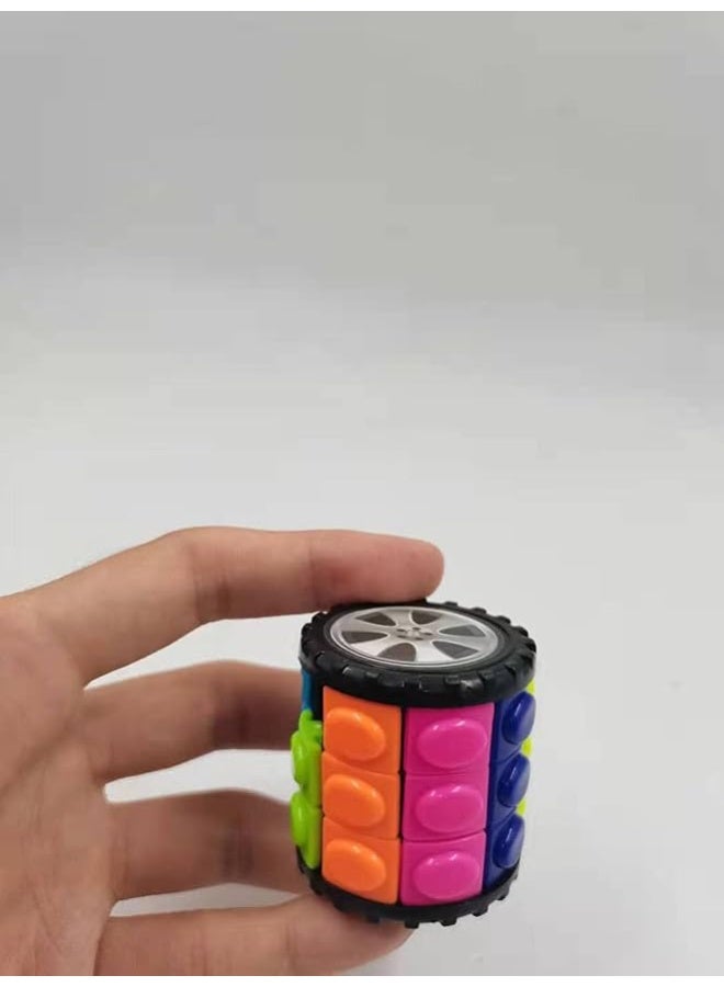 مكعب روبيك من فيكي، مكعب روبيك رباعي الطبقات، لعبة لتخفيف التوتر في عيد الميلاد، لعبة ألغاز ذهنية، مكعب من الطوب، لعبة منطقية أسطوانية دوارة منزلقة، هدية للأطفال والكبار - Image 1